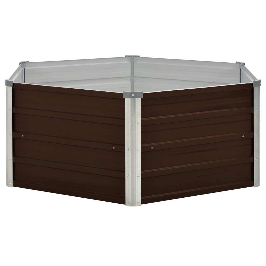 vidaXL حوض حديقة مرتفع بني 129×129×46 سم فولاذ مجلفن