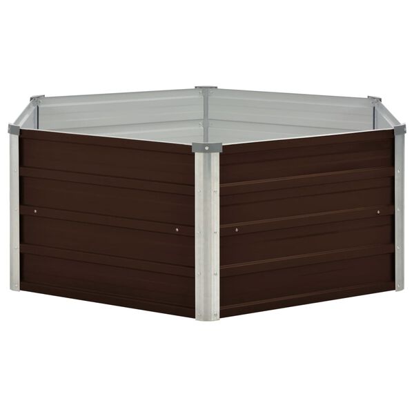 vidaXL حوض حديقة مرتفع بني 129×129×46 سم فولاذ مجلفن