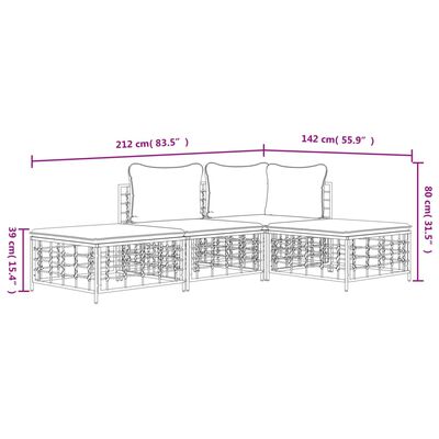 vidaXL طقم جلسة حديقة 4 قطع مع وسائد أنثراسيت بولي روطان