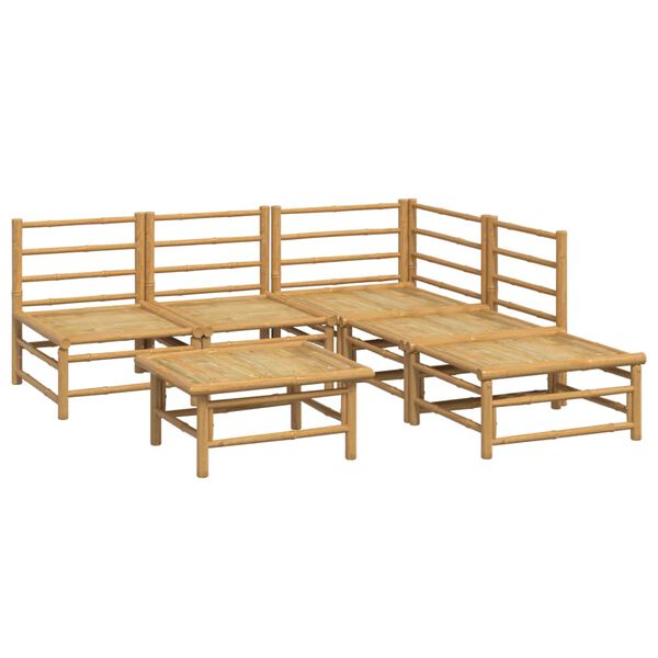 vidaXL طقم جلسة حديقة 6ق مع وسائد رمادي فاتح خيزران