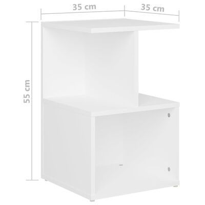 vidaXL خزانة جانب السرير أبيض 35×35×55 سم خشب حبيبي