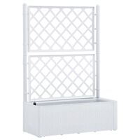 313967 vidaXL Garden Raised Bed with Trellis and Self Watering System White