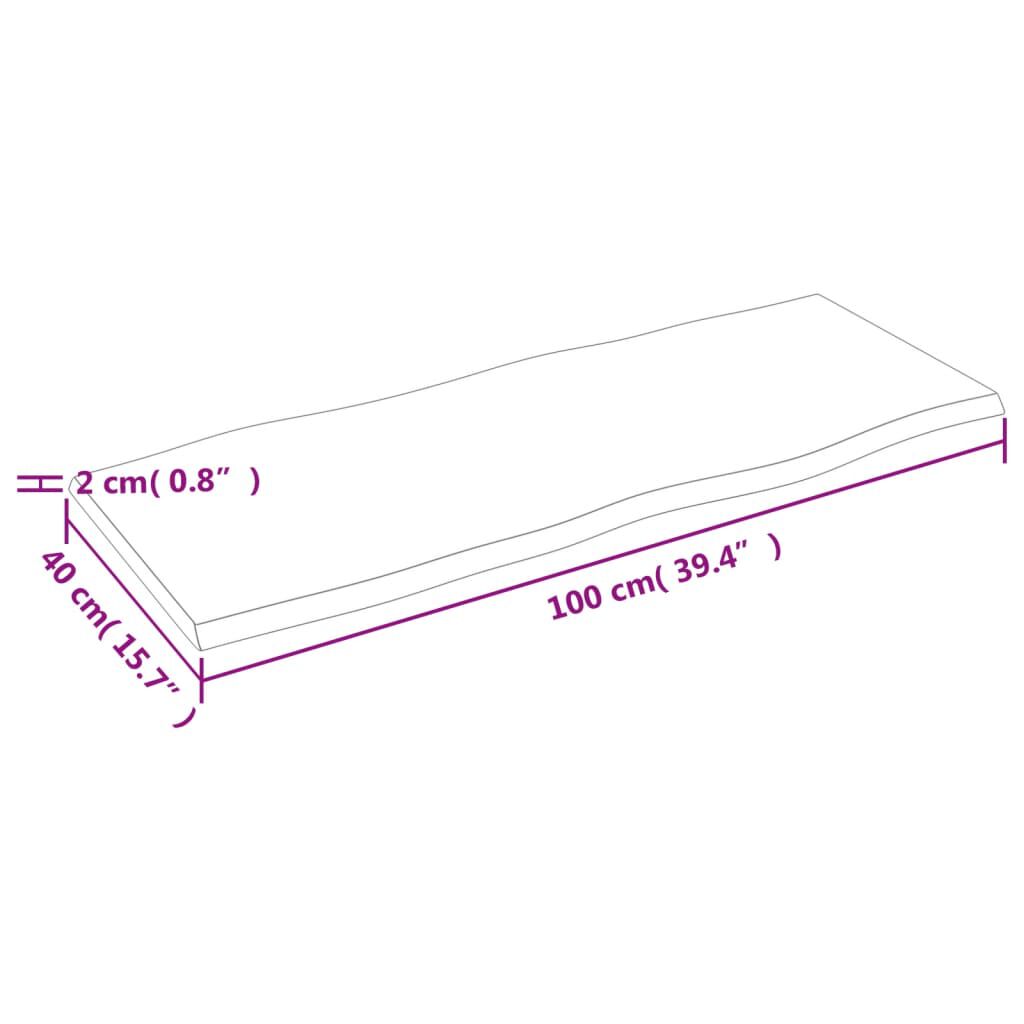 vidaXL سطح طاولة بني فاتح 2x40x100 سم خشب صنوبر صلب معالج وحواف خام
