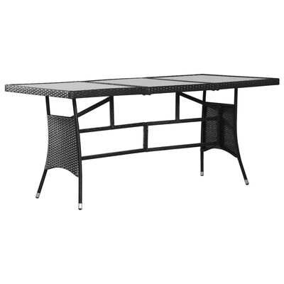 vidaXL طاولة حديقة أسود 170×80×74 سم بولي روطان