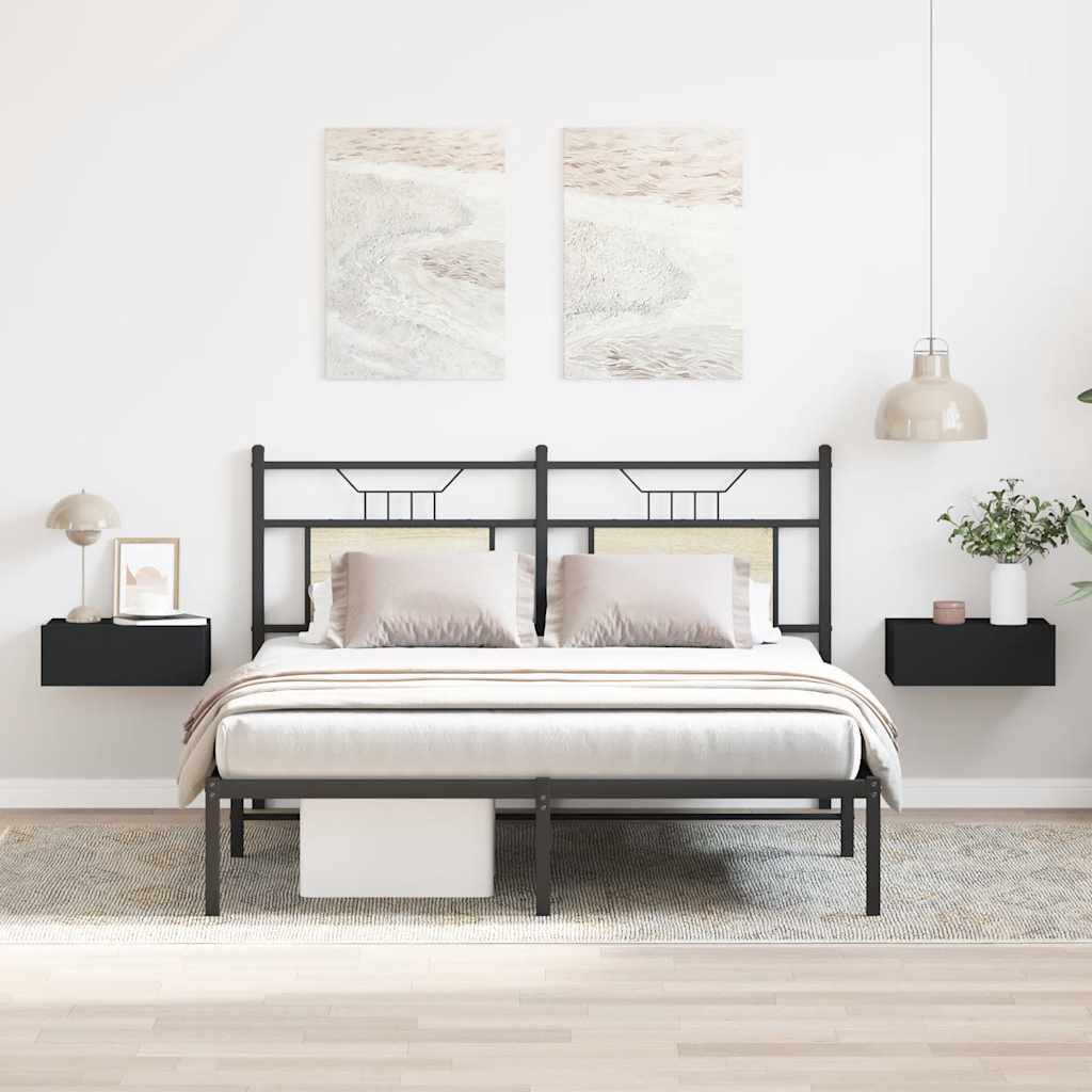 vidaXL منضدة سرير عائمة 2 ق أسود 40×30×15 سم خشب صناعي