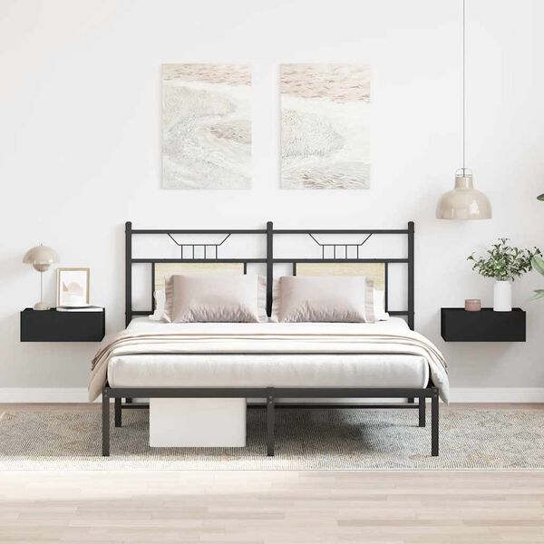 vidaXL منضدة سرير عائمة 2 ق أسود 40&times;30&times;15 سم خشب صناعي