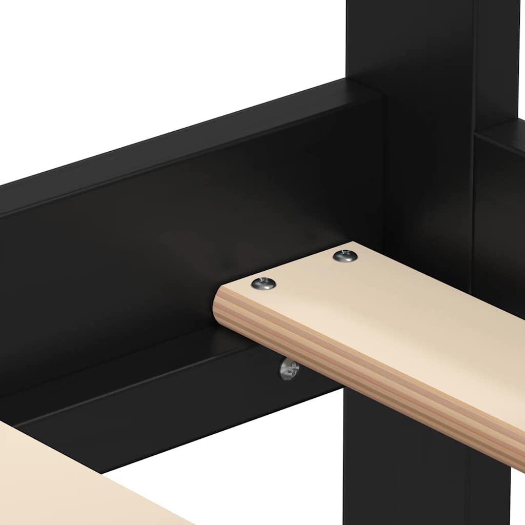vidaXL سرير نهاري خشب صنوبر صلب أسود 90×200 سم
