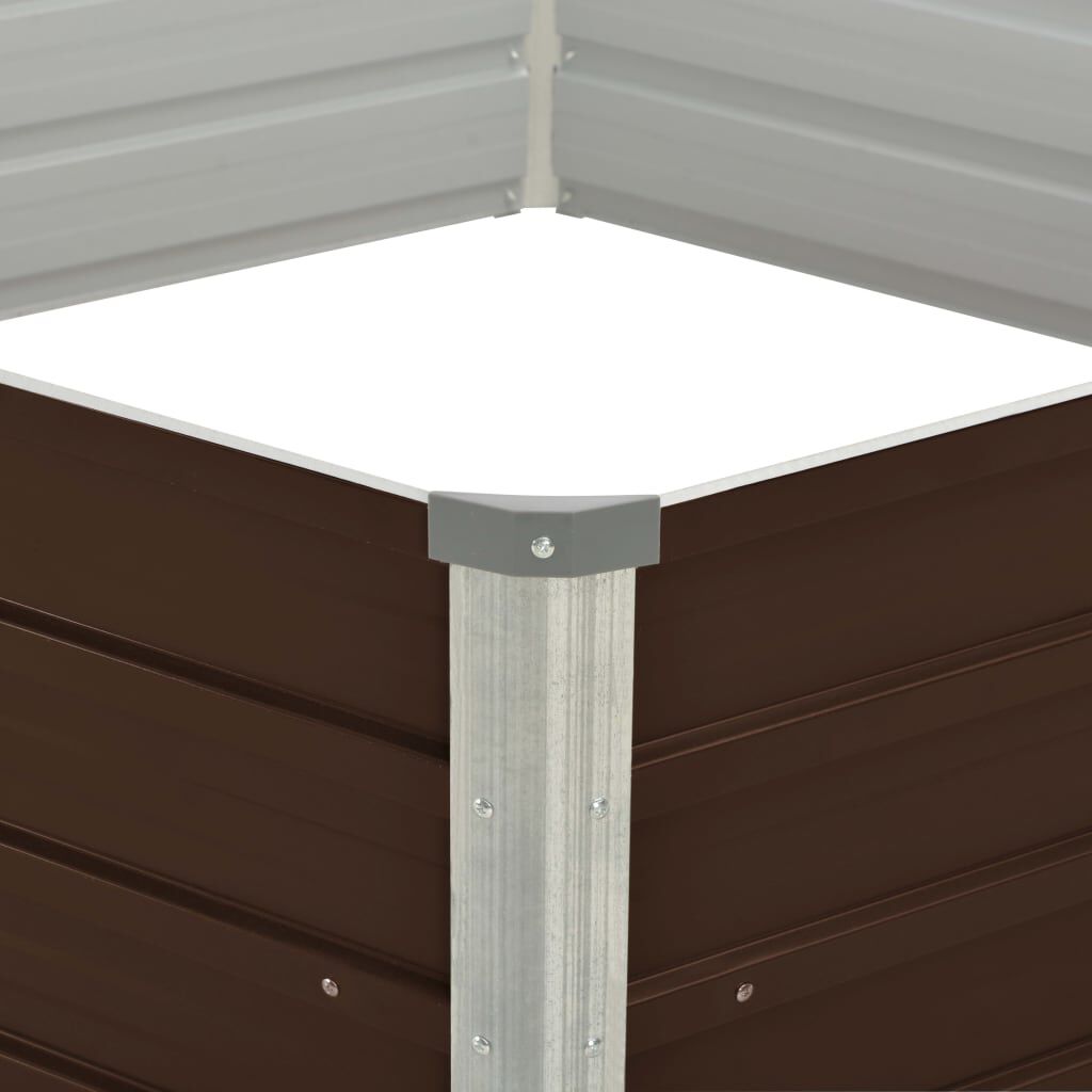 vidaXL حوض حديقة مرتفع بني 129×129×46 سم فولاذ مجلفن