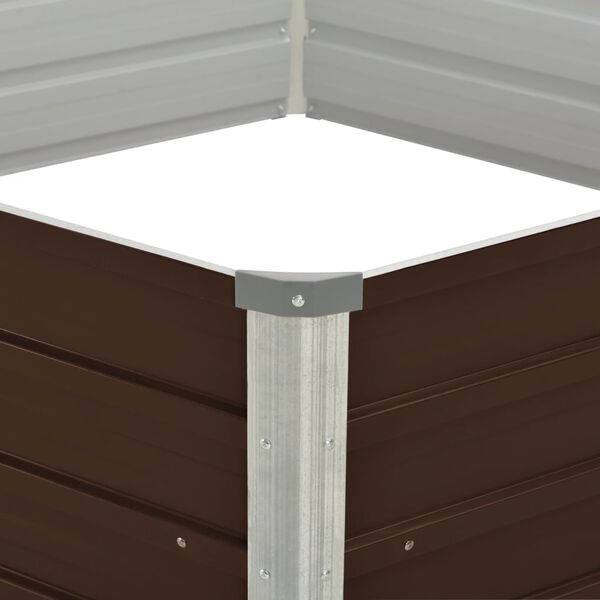 vidaXL حوض حديقة مرتفع بني 129×129×46 سم فولاذ مجلفن