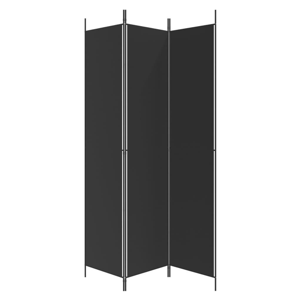 vidaXL مقسم غرفة 3-ألواح أسود 150×220 سم قماش