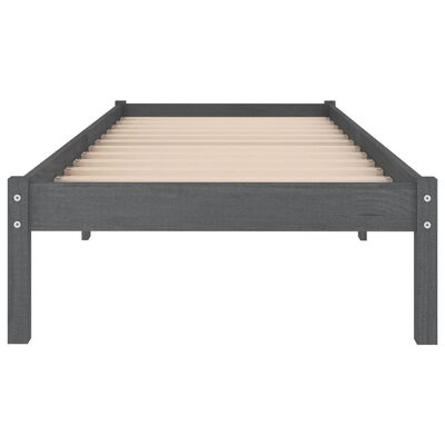 vidaXL إطار سرير خشب صنوبر صلب رمادي 90×200 سم
