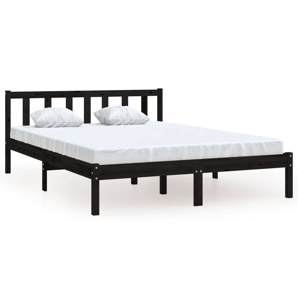 vidaXL إطار سرير خشب صنوبر صلب أسود 120×200 سم