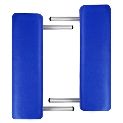 vidaXL طاولة مساج زرقاء قابلة للطي 2 أقسام بإطار ألومنيوم