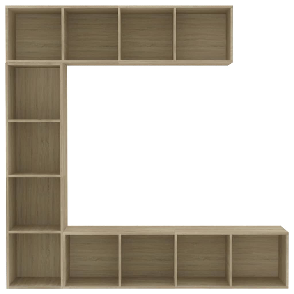 vidaXL عدد 3 قطع طقم خزانة كتب/ تلفزيون سونوما أوك 180×30×180 سم