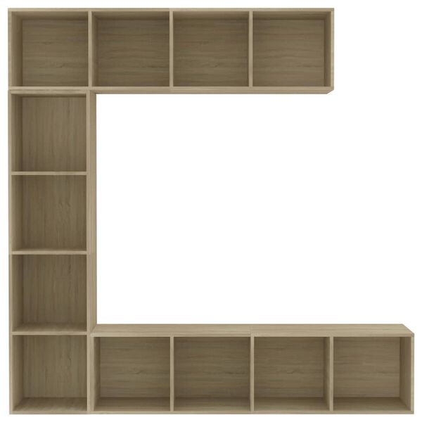 vidaXL عدد 3 قطع طقم خزانة كتب/ تلفزيون سونوما أوك 180×30×180 سم