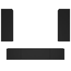 vidaXL طقم خزانة تلفاز 4ق خشب صناعي أسود