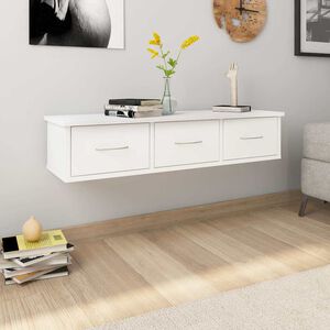 vidaXL رف مع درج جداري أبيض 88&times;26&times;18.5 سم خشب صناعي