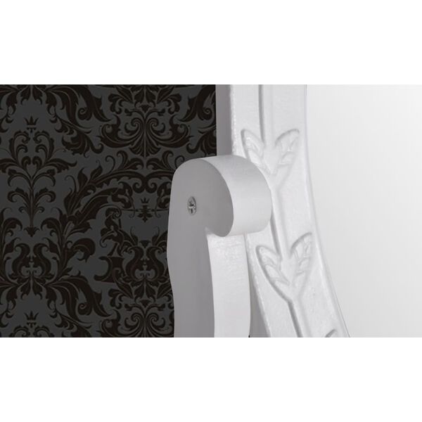vidaXL طاولة مكياج بمرآة دائرية بيضاوية خشب MDF