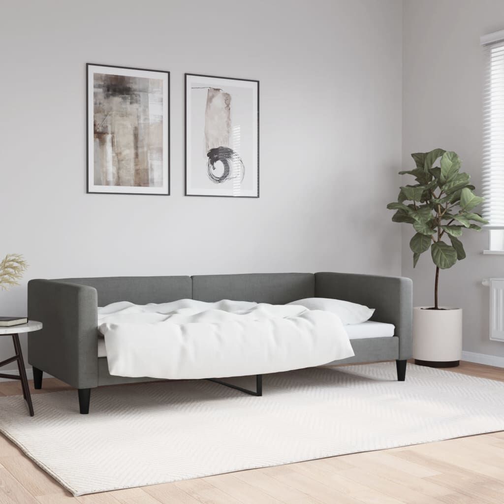 vidaXL سرير نهاري رمادي غامق 190x90 سم قماش