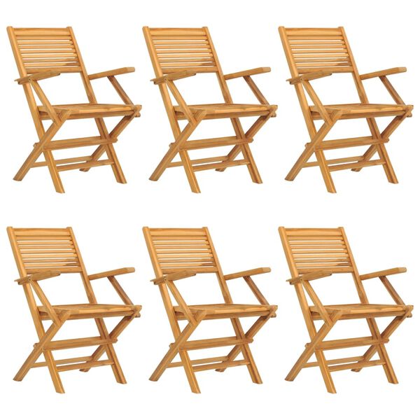 vidaXL كراسي حديقة قابلة للطي 6 ق 55x62x90 سم خشب ساج صلب
