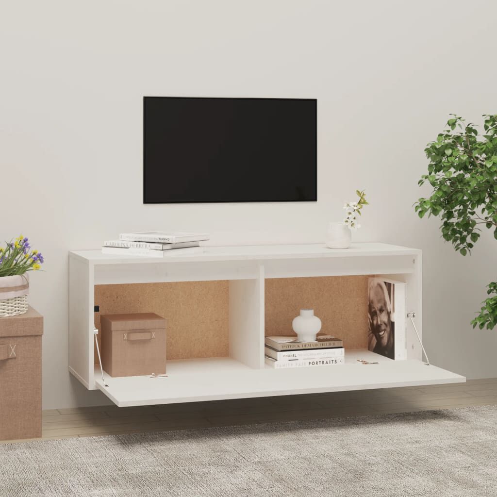 vidaXL خزانة حائط لون أبيض 35x30x100 سم خشب صنوبر صلب