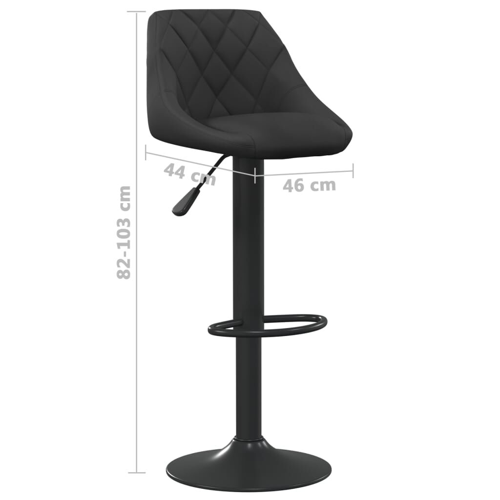 vidaXL كراسي بار 2 ق مخمل أسود