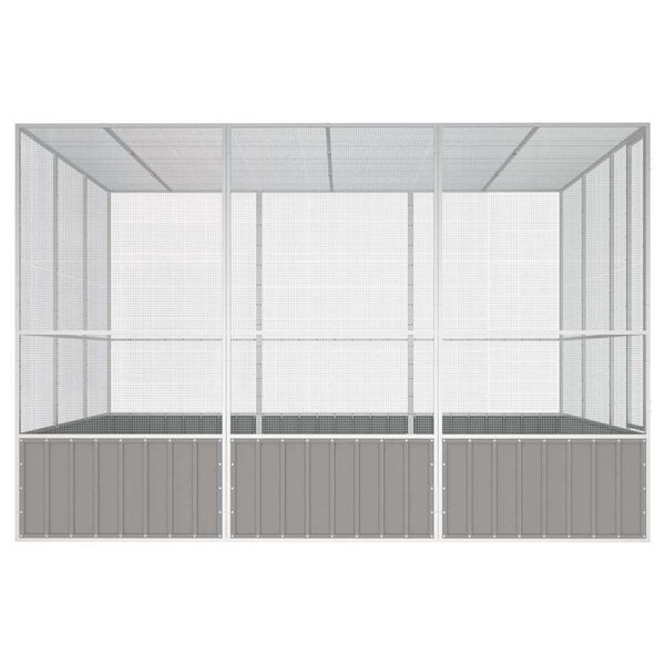 vidaXL قفص طيور لون رمادي 211,5x324,5x302,5 سم فولاذ مجلفن