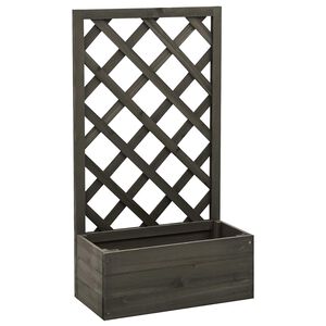 vidaXL حوض زرع تعريشة حديقة رمادي 50&times;25&times;90 سم خشب تنوب صلب