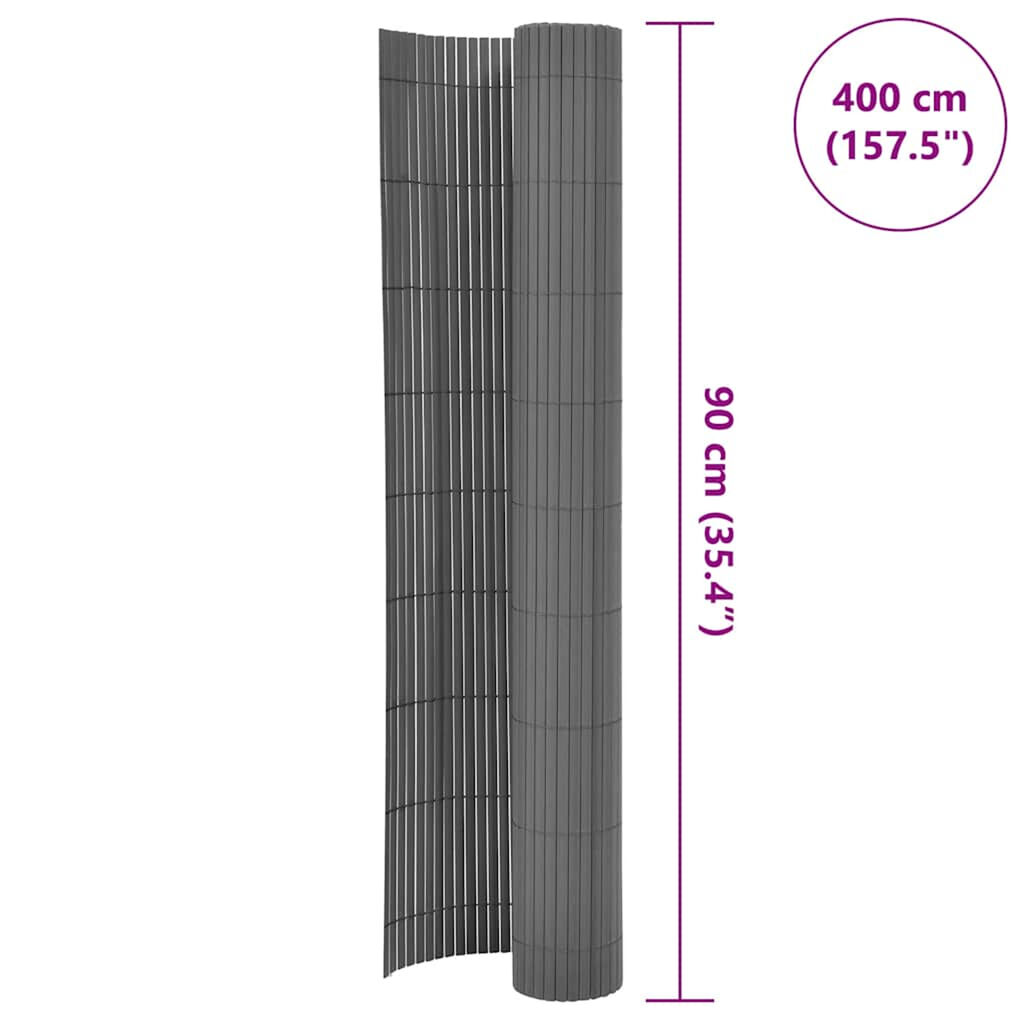 vidaXL سياج حديقة ذو وجهين 90×400 سم رمادي