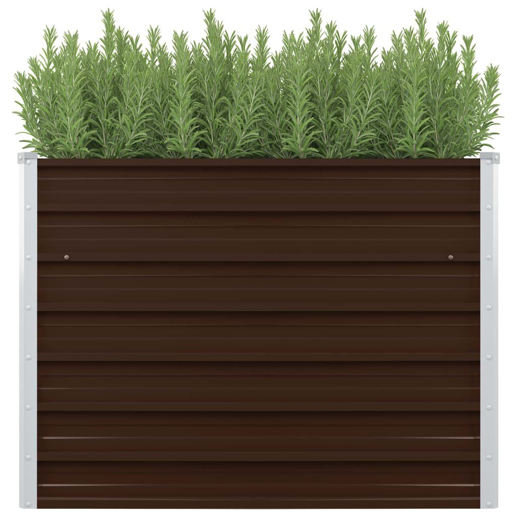 vidaXL حوض زراعي مرتفع بني 100×100×77 سم فولاذ مجلفن