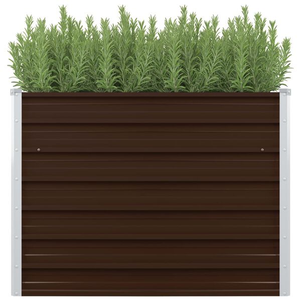 vidaXL حوض زراعي مرتفع بني 100×100×77 سم فولاذ مجلفن