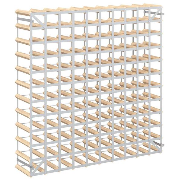 vidaXL حامل نبيذ متسع لـ 120 قارورة خشب صنوبر صلب