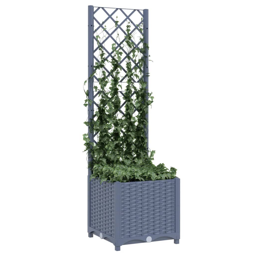 vidaXL حوض حديقة مع تعريشة أزرق رمادي 40×40×136 سم PP