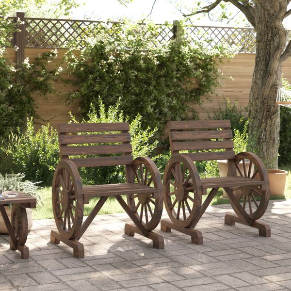 vidaXL كراسي حديقة 2 ق 78,5x58x58 سم خشب التنوب الصلب