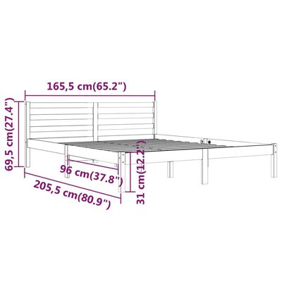 vidaXL إطار سرير خشب صنوبر صلب 160×200 سم