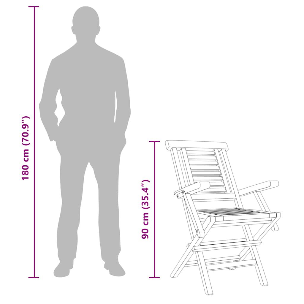 vidaXL كراسي حديقة قابلة للطي 8 ق 56x63x90 سم خشب ساج صلب