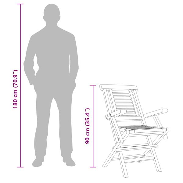 vidaXL كراسي حديقة قابلة للطي 8 ق 56x63x90 سم خشب ساج صلب