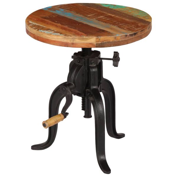 vidaXL طاولة جانبية 45×(45-62) سم خشب مستصلح صلب وحديد زهر