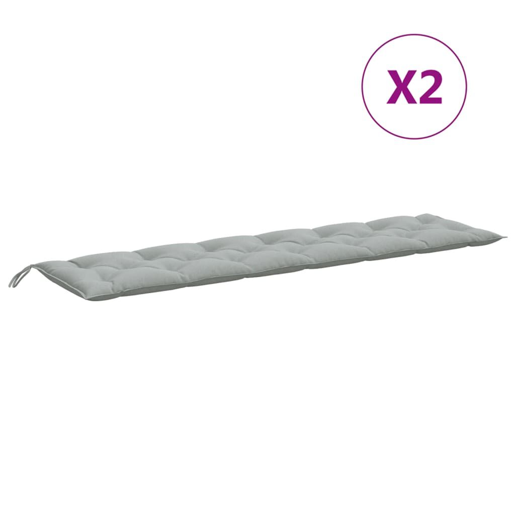 vidaXL وسائد مقعد حديقة طويل 2ق ميلانج لون رمادي فاتح 7x50x200 سم قماش