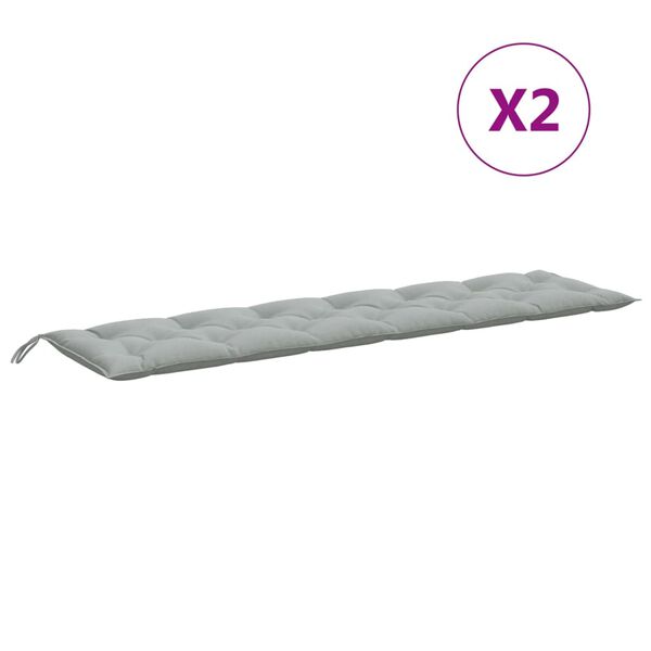 vidaXL وسائد مقعد حديقة طويل 2ق ميلانج لون رمادي فاتح 7x50x200 سم قماش