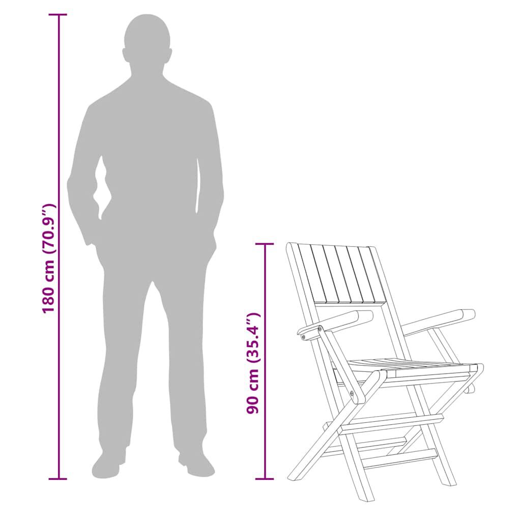 vidaXL كراسي حديقة قابلة للطي 8 ق 55x61x90 سم خشب ساج صلب