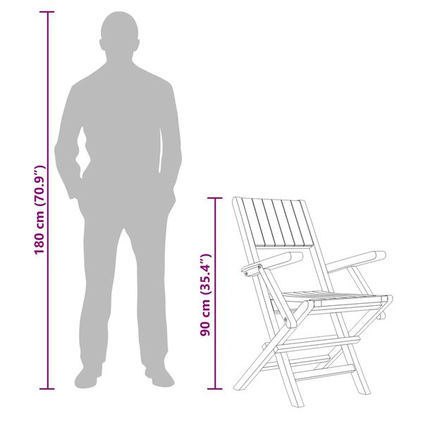 vidaXL كراسي حديقة قابلة للطي 8 ق 55x61x90 سم خشب ساج صلب