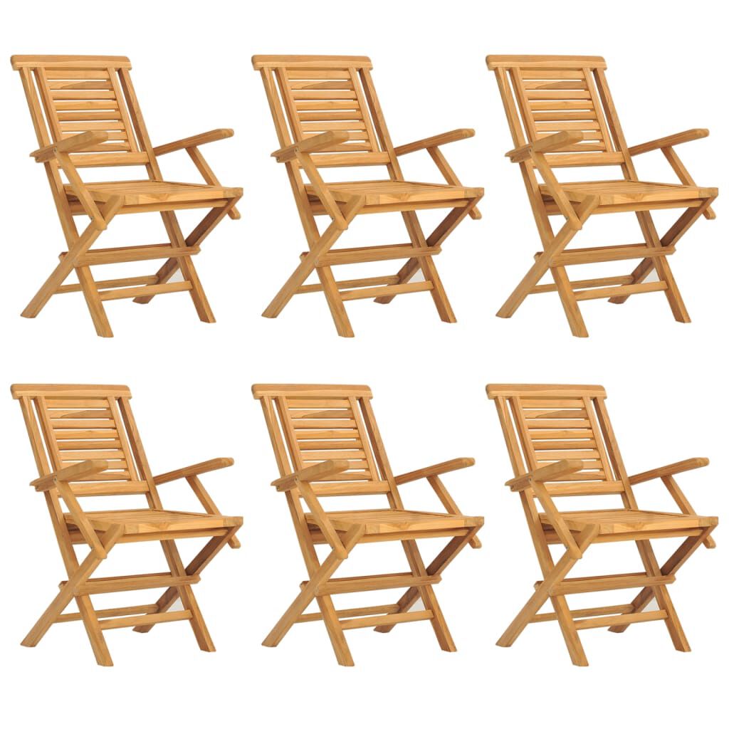 vidaXL كراسي حديقة قابلة للطي 6 ق 56x63x90 سم خشب ساج صلب