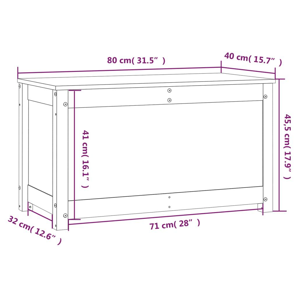 vidaXL صندوق تخزين 45,5x40x80 سم خشب صنوبر صلب