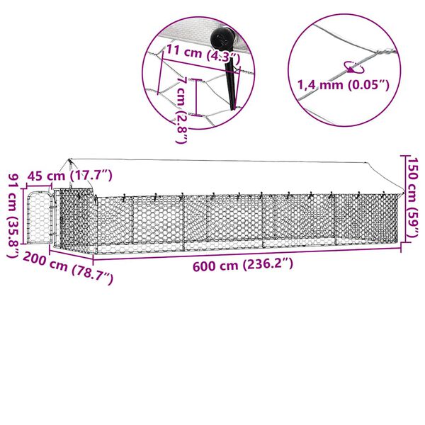 vidaXL منزل كلب خارجي مع سقف 150x200x600 سم