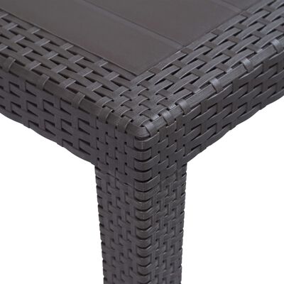 vidaXL طاولة حديقة بني 79×79×72 سم بلاستيك بمظهر روطان