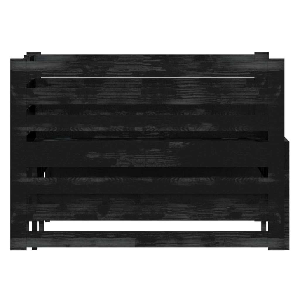 vidaXL سرير نهاري قابل للسحب خشب صنوبر صلب أسود 2×(90×200) سم