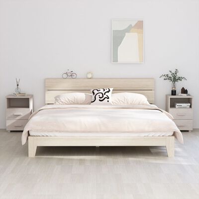 vidaXL خزانات جانب السرير 2 ق أبيض 40×35×62 سم خشب صنوبر صلب