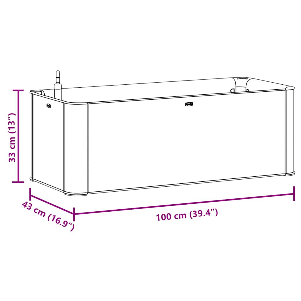 vidaXL حوض حديقة مرتفع مع نظام سقي ذاتي أنثراسايت 100×43×33 سم