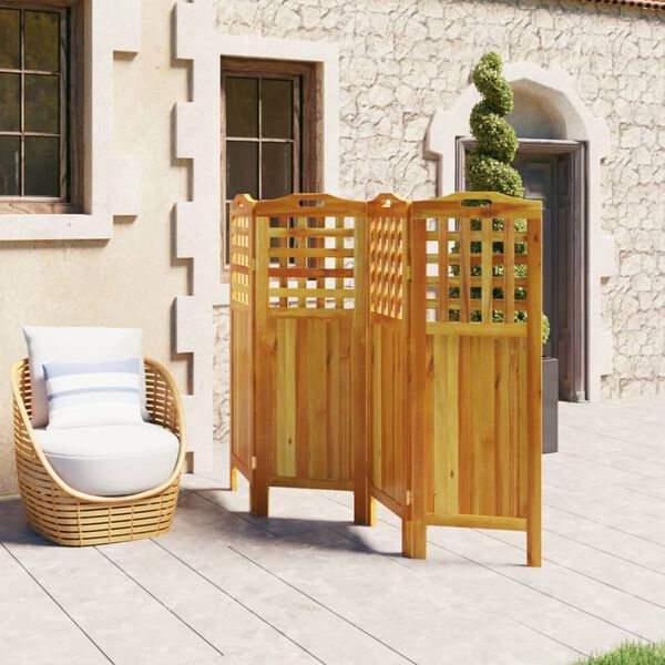 vidaXL مقسم غرفة 4-ألواح 162×2×115 سم خشب أكاسيا صلب
